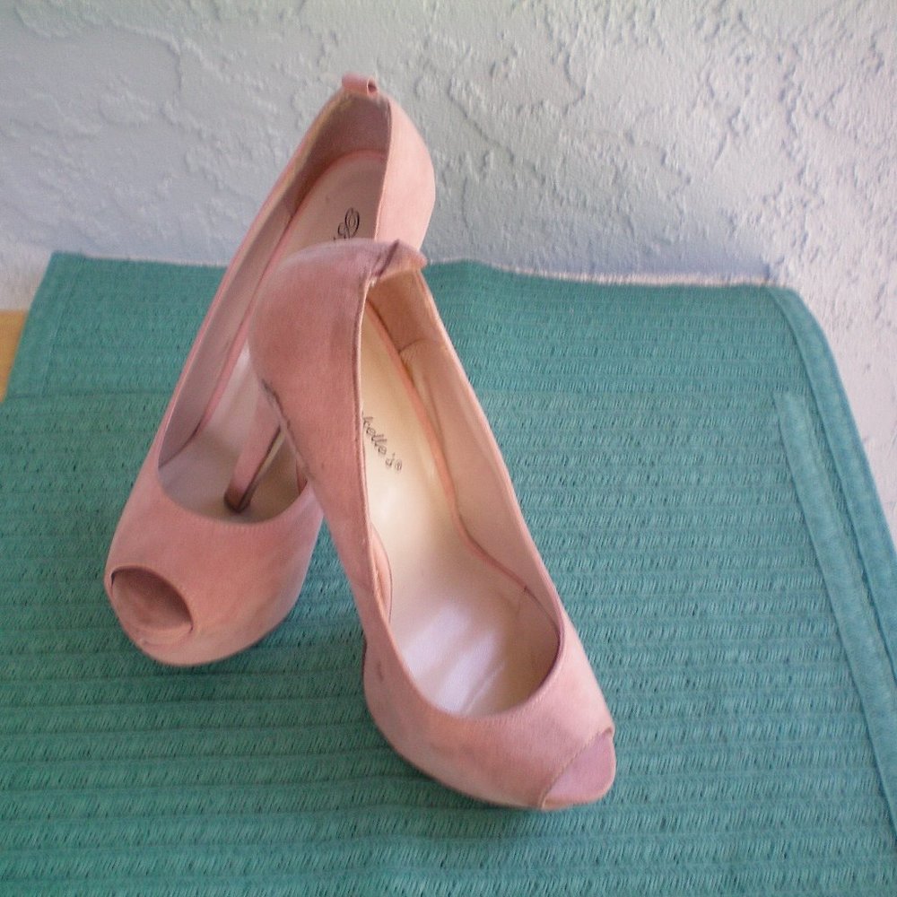 Breckelles Pink Platform Peep Toe Stiletto Ladies